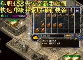 单职业迷失传奇新手如何快速升级并获取稀有装备？