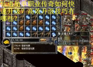 仙道劫单职业传奇如何快速升级？高效升级技巧有哪些？