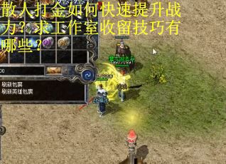 散人打金如何快速提升战力？求工作室收留技巧有哪些？